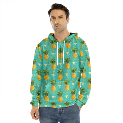 Geometric Pineapple Pattern Print Men's Velvet Pullover Hoodie