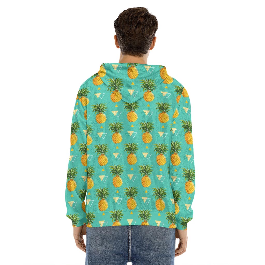 Geometric Pineapple Pattern Print Men's Velvet Pullover Hoodie