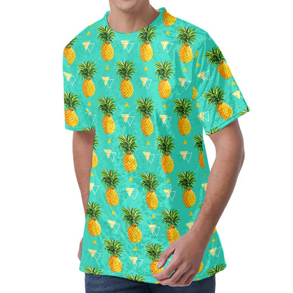 Geometric Pineapple Pattern Print Men's Velvet T-Shirt