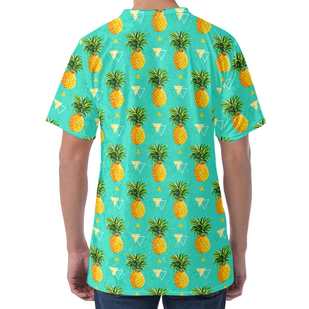 Geometric Pineapple Pattern Print Men's Velvet T-Shirt