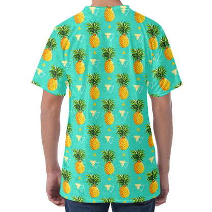 Geometric Pineapple Pattern Print Men's Velvet T-Shirt