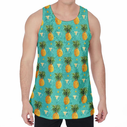 Geometric Pineapple Pattern Print Men's Velvet Tank Top