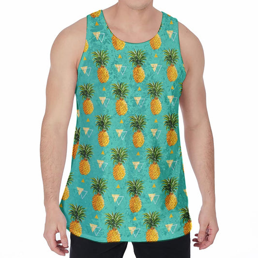Geometric Pineapple Pattern Print Men's Velvet Tank Top