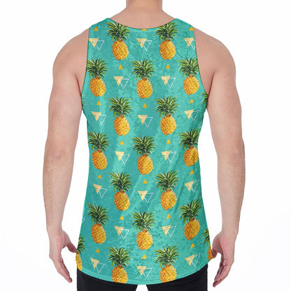 Geometric Pineapple Pattern Print Men's Velvet Tank Top