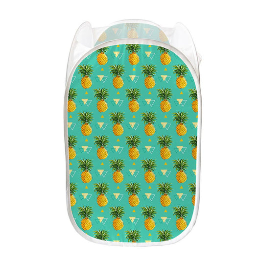 Geometric Pineapple Pattern Print Mesh Laundry Hamper