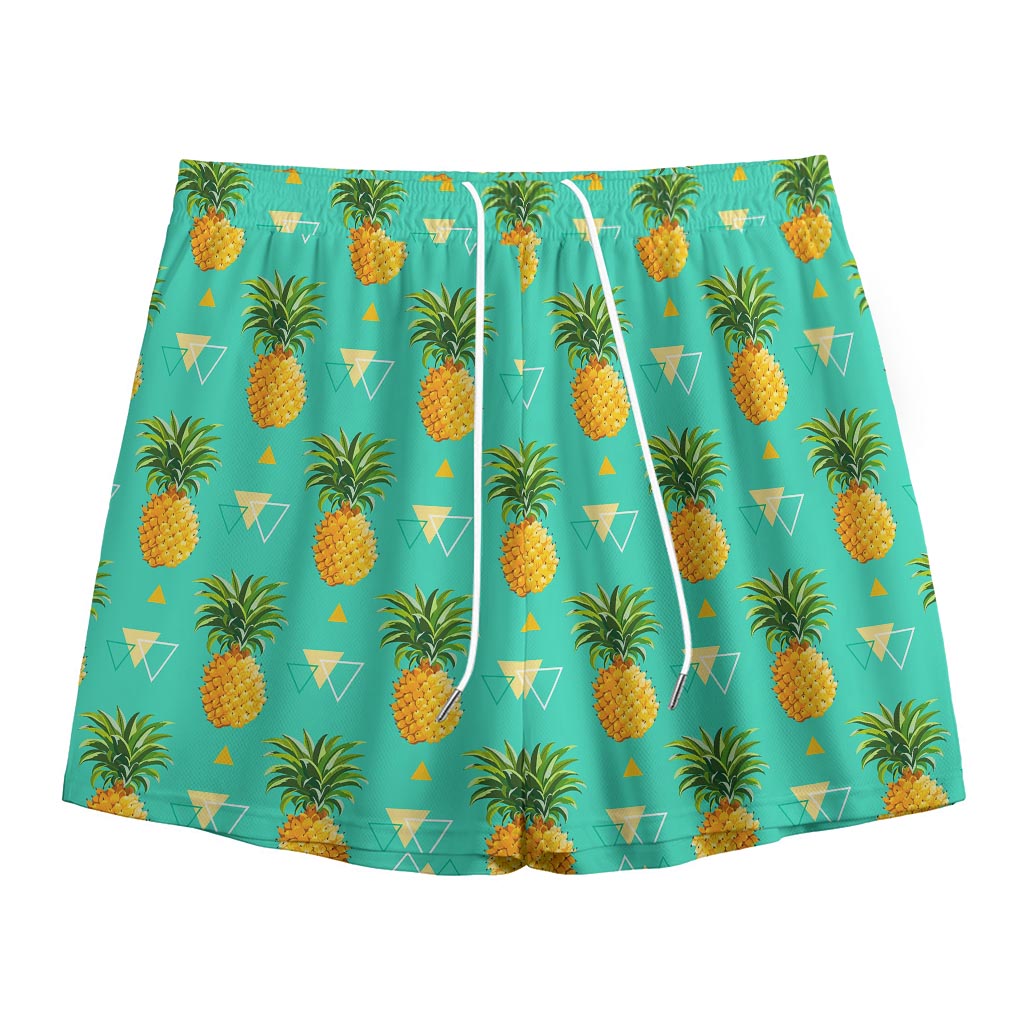 Geometric Pineapple Pattern Print Mesh Shorts