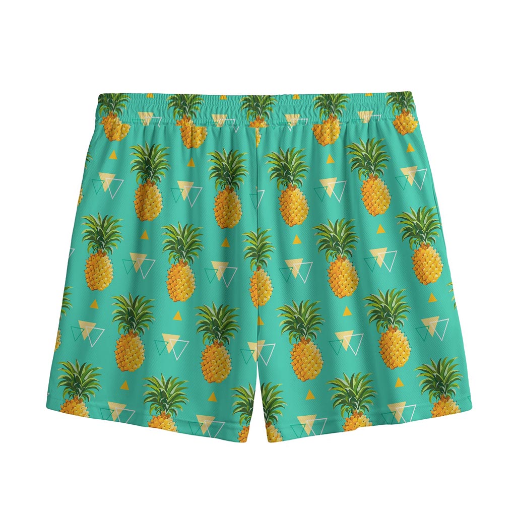 Geometric Pineapple Pattern Print Mesh Shorts