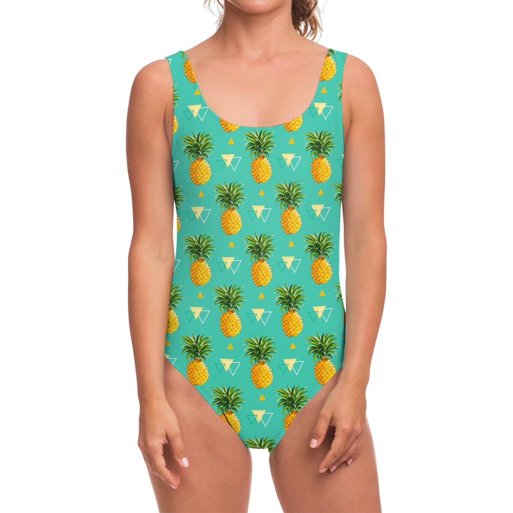 Geometric Pineapple Pattern Print One Piece Swimsuit