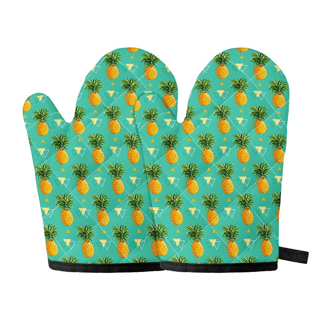 Geometric Pineapple Pattern Print Oven Mitts