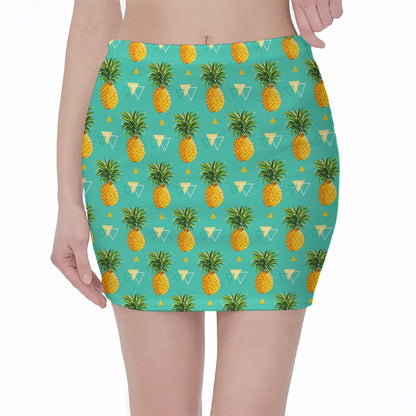 Geometric Pineapple Pattern Print Pencil Mini Skirt