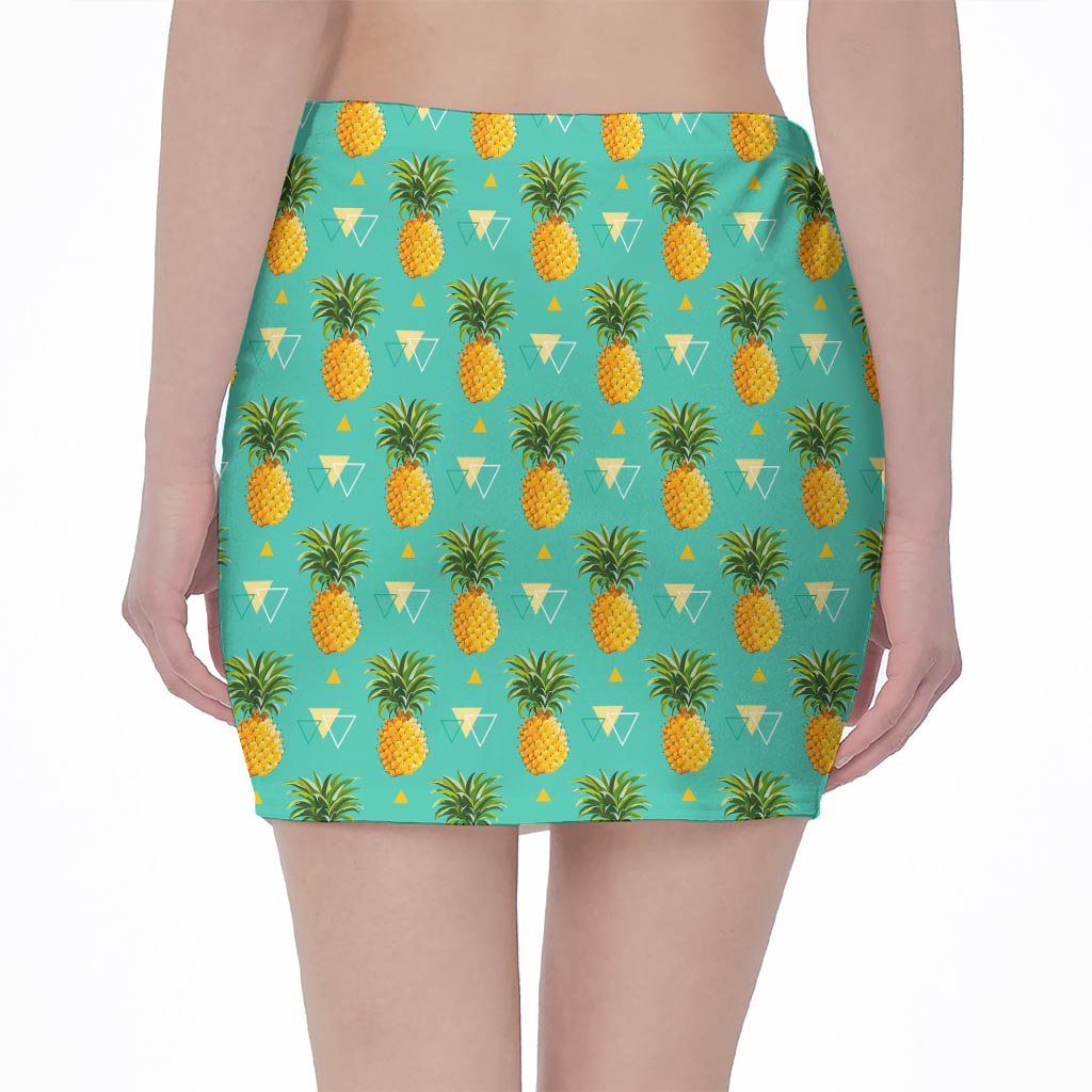 Geometric Pineapple Pattern Print Pencil Mini Skirt