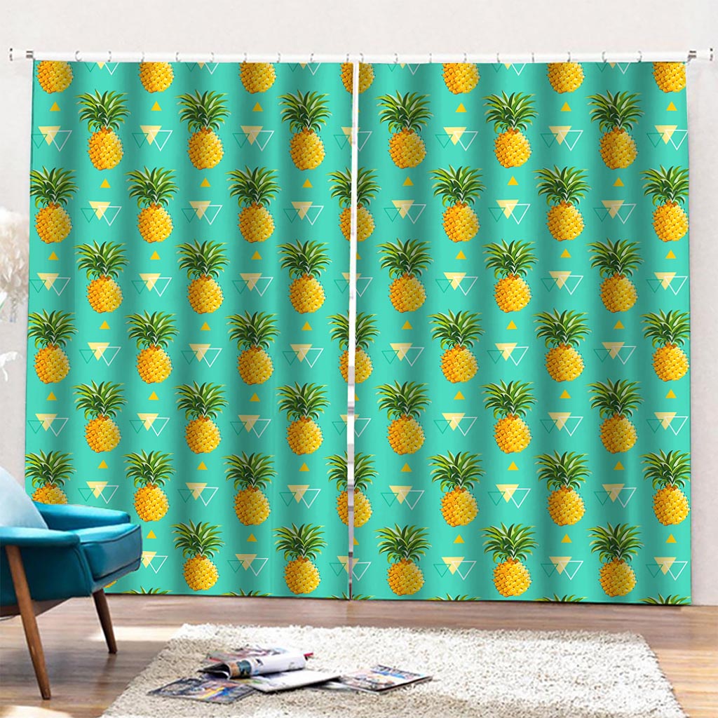 Geometric Pineapple Pattern Print Pencil Pleat Curtains