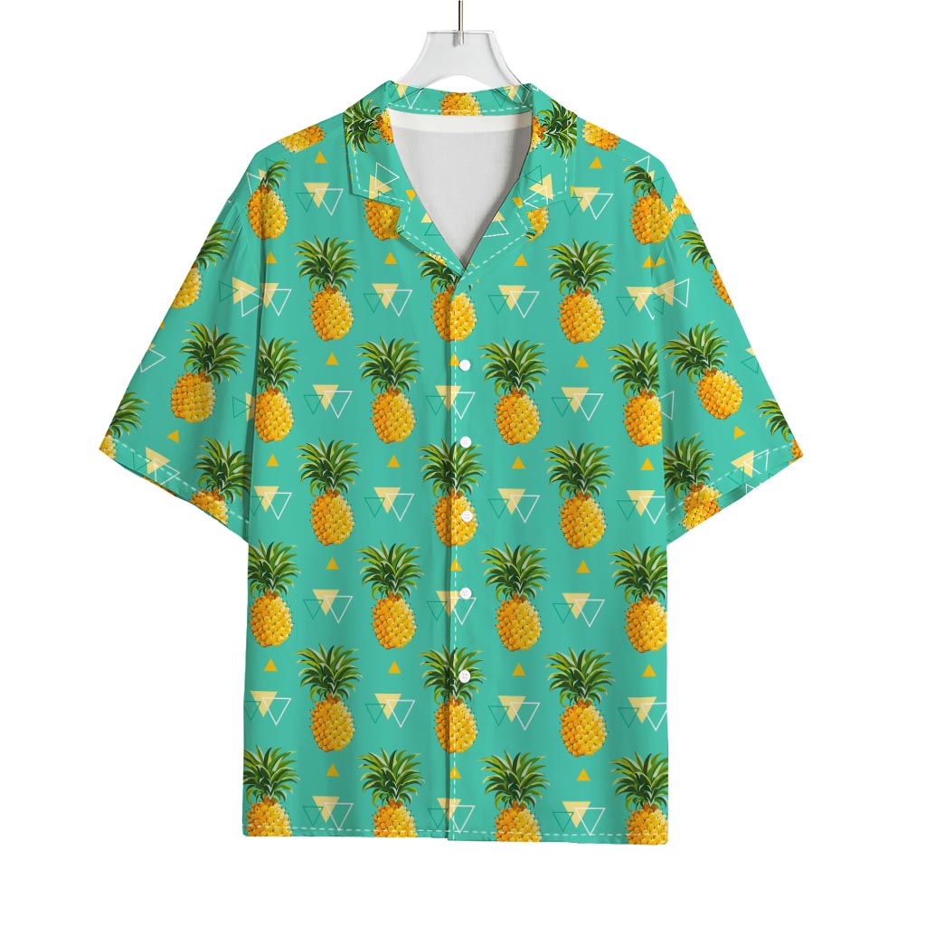 Geometric Pineapple Pattern Print Rayon Hawaiian Shirt