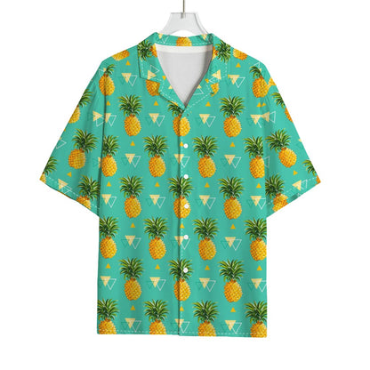 Geometric Pineapple Pattern Print Rayon Hawaiian Shirt