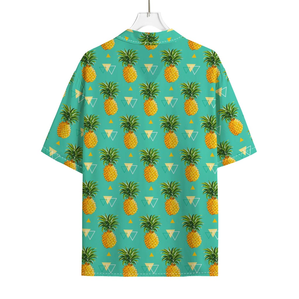 Geometric Pineapple Pattern Print Rayon Hawaiian Shirt