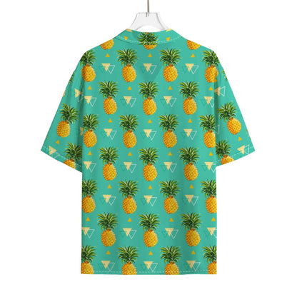 Geometric Pineapple Pattern Print Rayon Hawaiian Shirt