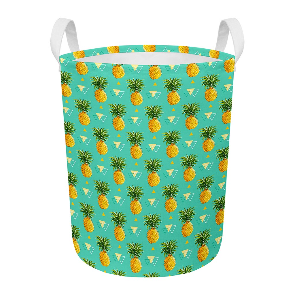 Geometric Pineapple Pattern Print Round Laundry Basket