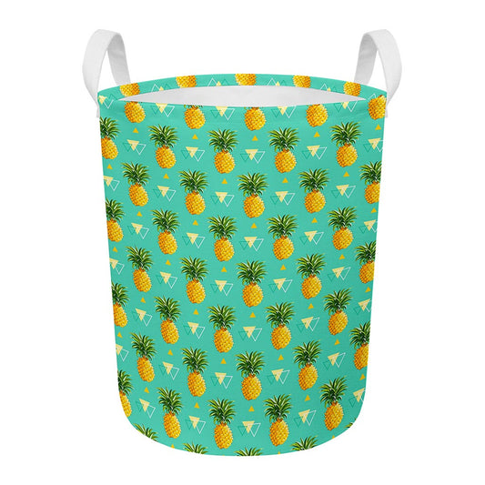 Geometric Pineapple Pattern Print Round Laundry Basket