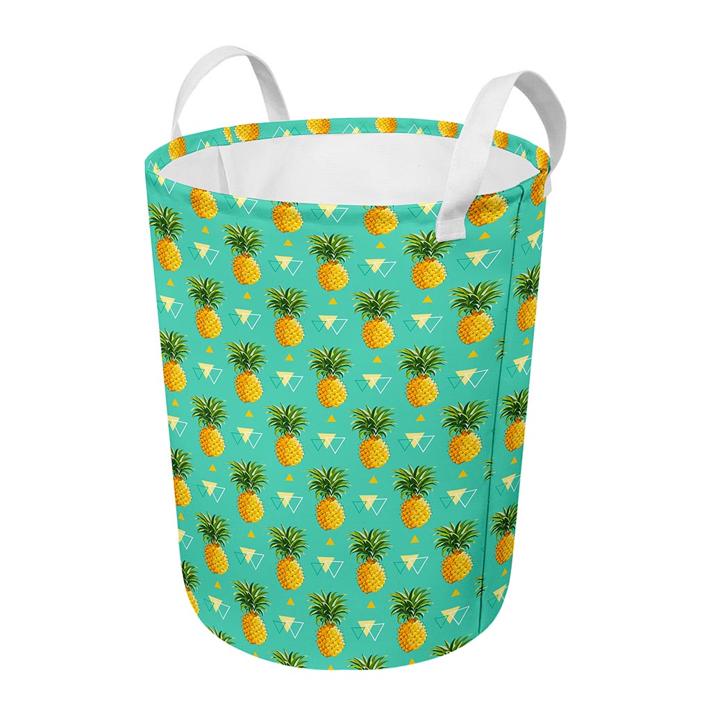 Geometric Pineapple Pattern Print Round Laundry Basket