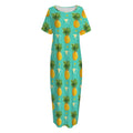 Geometric Pineapple Pattern Print Short Sleeve Long Nightdress