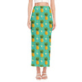 Geometric Pineapple Pattern Print Side Slit Maxi Skirt
