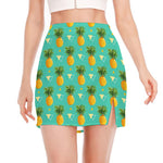 Geometric Pineapple Pattern Print Side Slit Mini Skirt