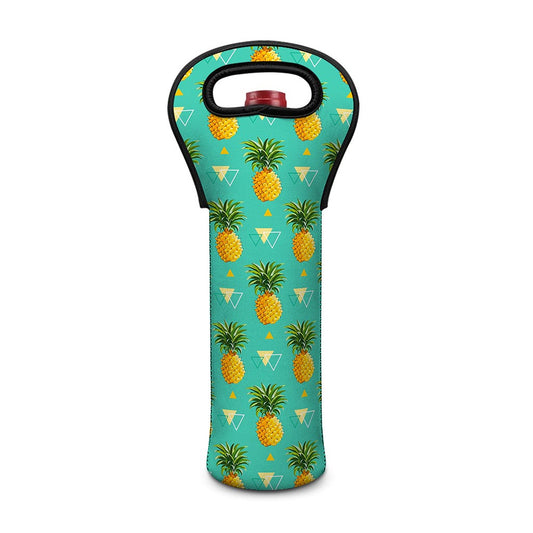 Geometric Pineapple Pattern Print Single Neoprene Wine Tote