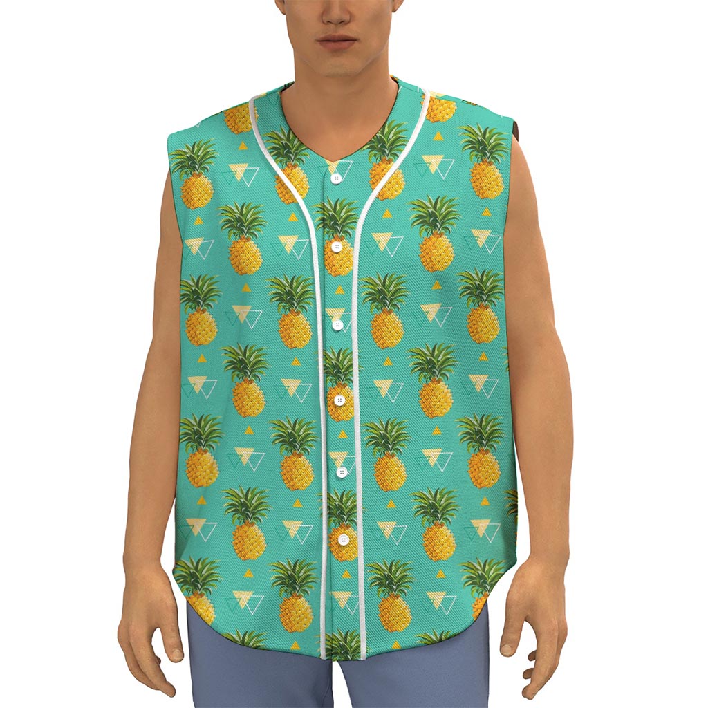 Geometric Pineapple Pattern Print Sleeveless Baseball Jersey