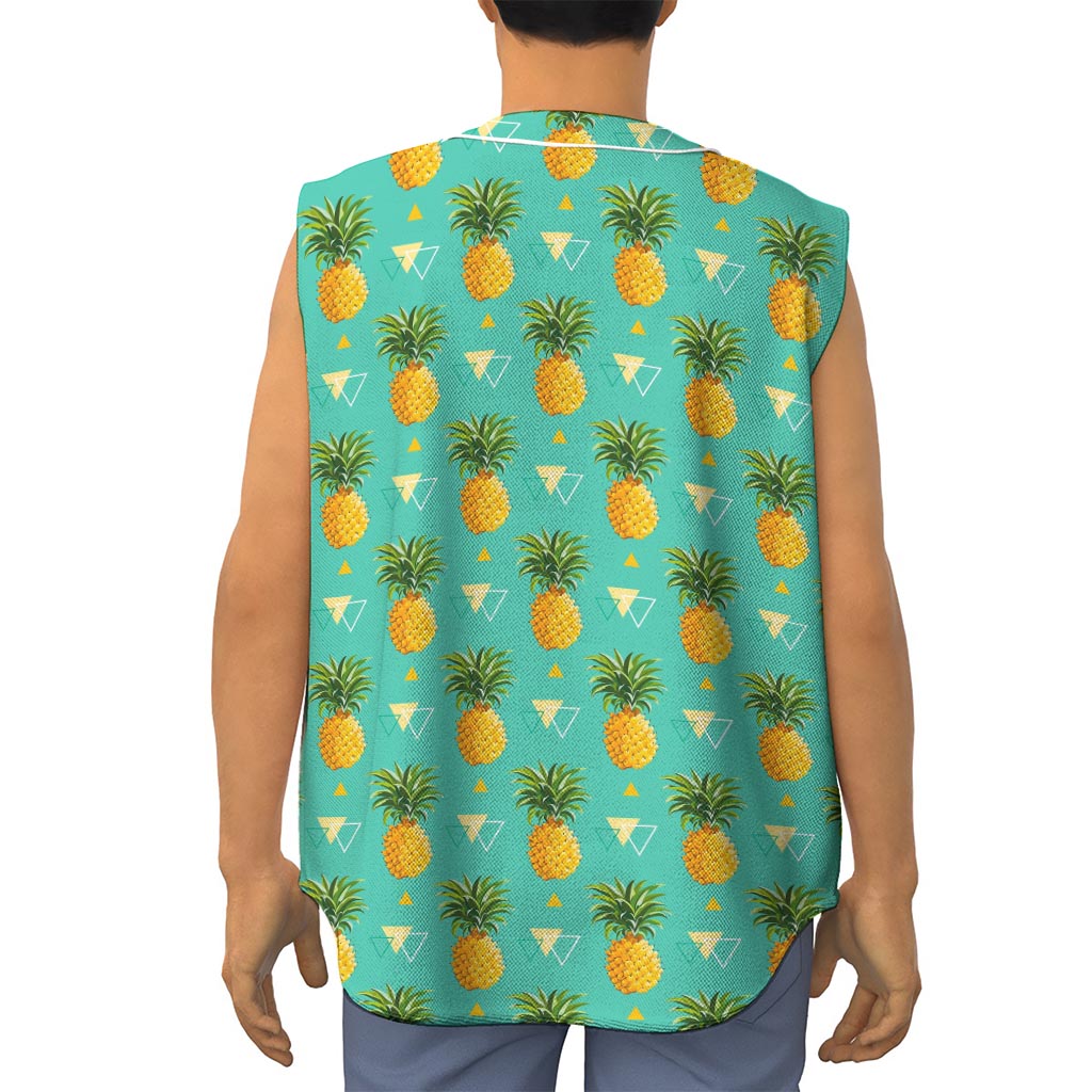 Geometric Pineapple Pattern Print Sleeveless Baseball Jersey