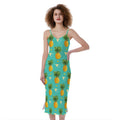 Geometric Pineapple Pattern Print Slim Fit Midi Cami Dress