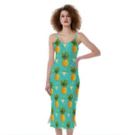 Geometric Pineapple Pattern Print Slim Fit Midi Cami Dress
