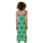 Geometric Pineapple Pattern Print Slim Fit Midi Cami Dress