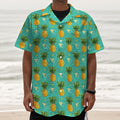 Geometric Pineapple Pattern Print Textured Short Sleeve Shirt