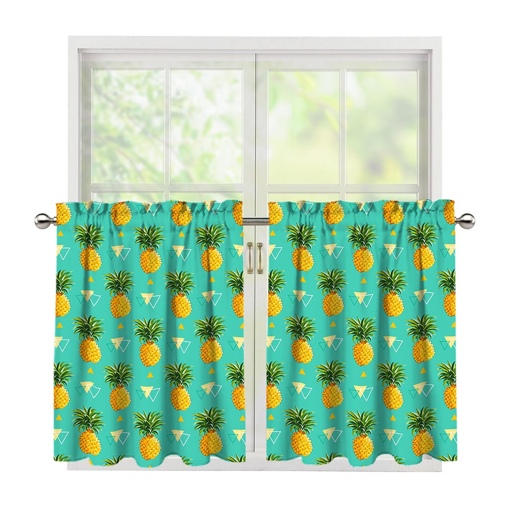 Geometric Pineapple Pattern Print Tier Curtains