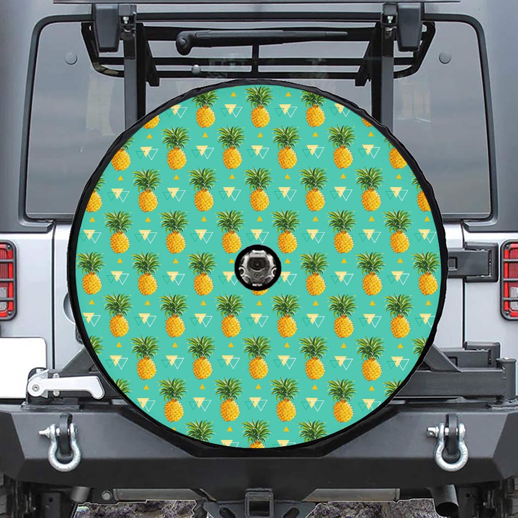 Geometric Pineapple Pattern Print Tire Cover With Camera Hole