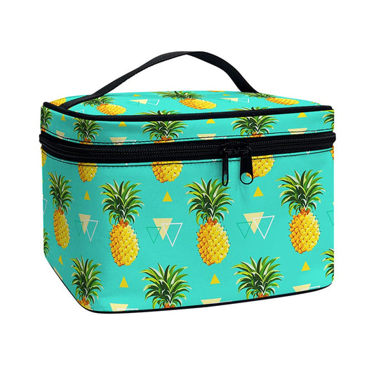 Geometric Pineapple Pattern Print Travel Makeup Bag