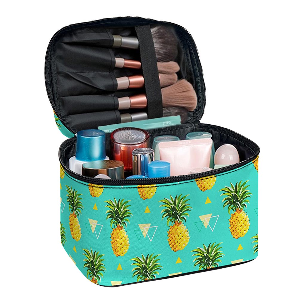 Geometric Pineapple Pattern Print Travel Makeup Bag