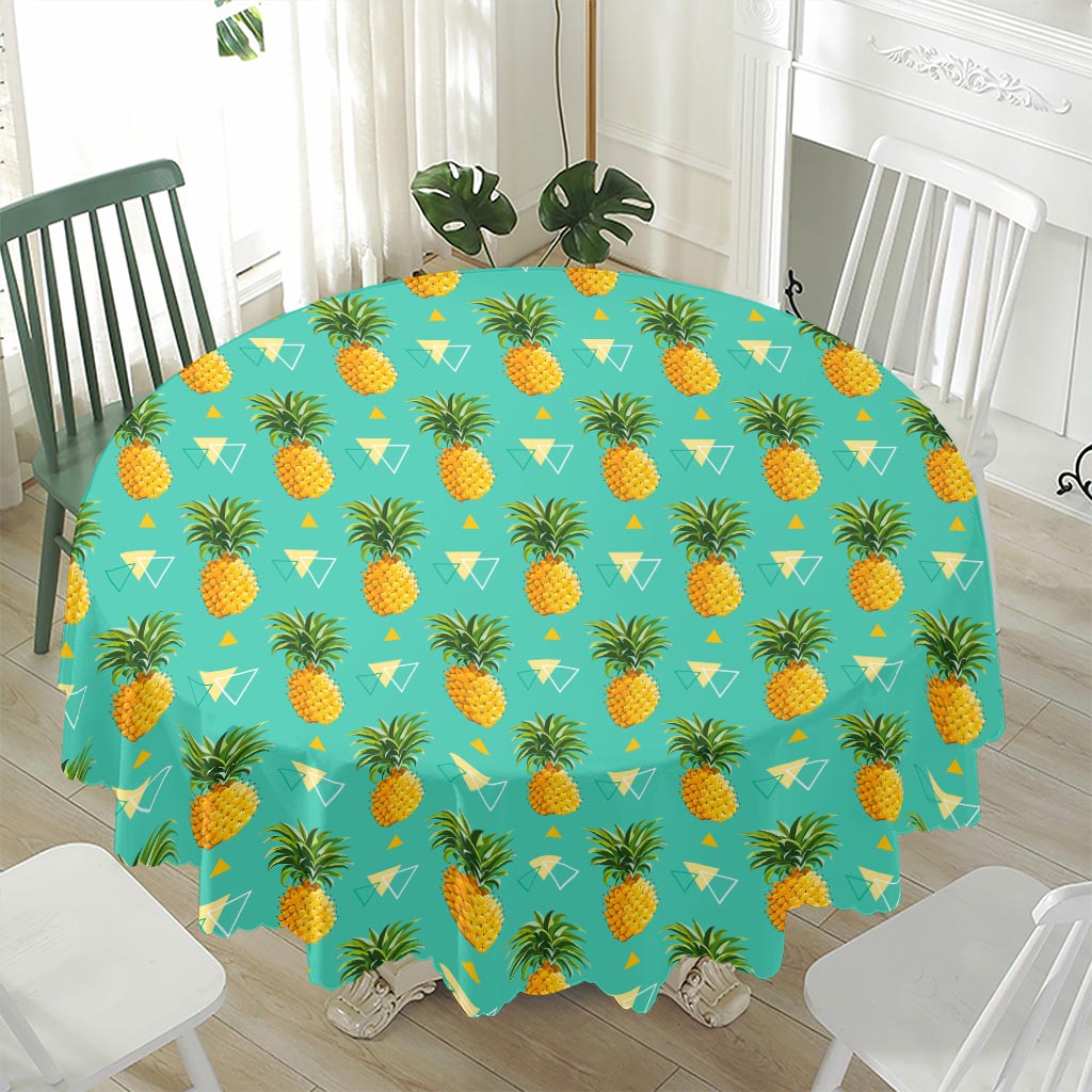 Geometric Pineapple Pattern Print Waterproof Round Tablecloth