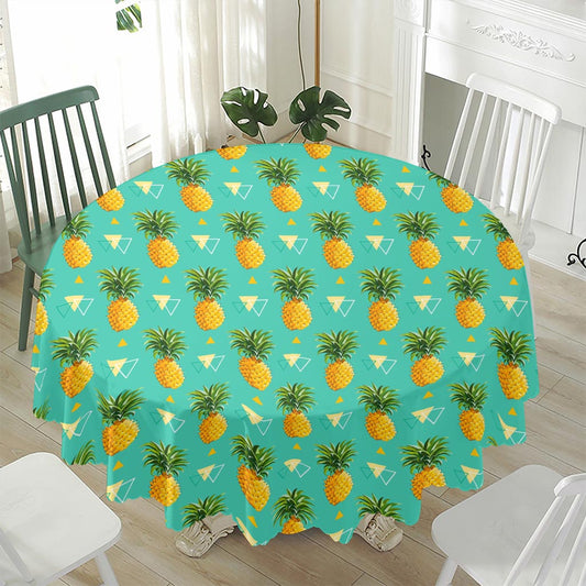 Geometric Pineapple Pattern Print Waterproof Round Tablecloth
