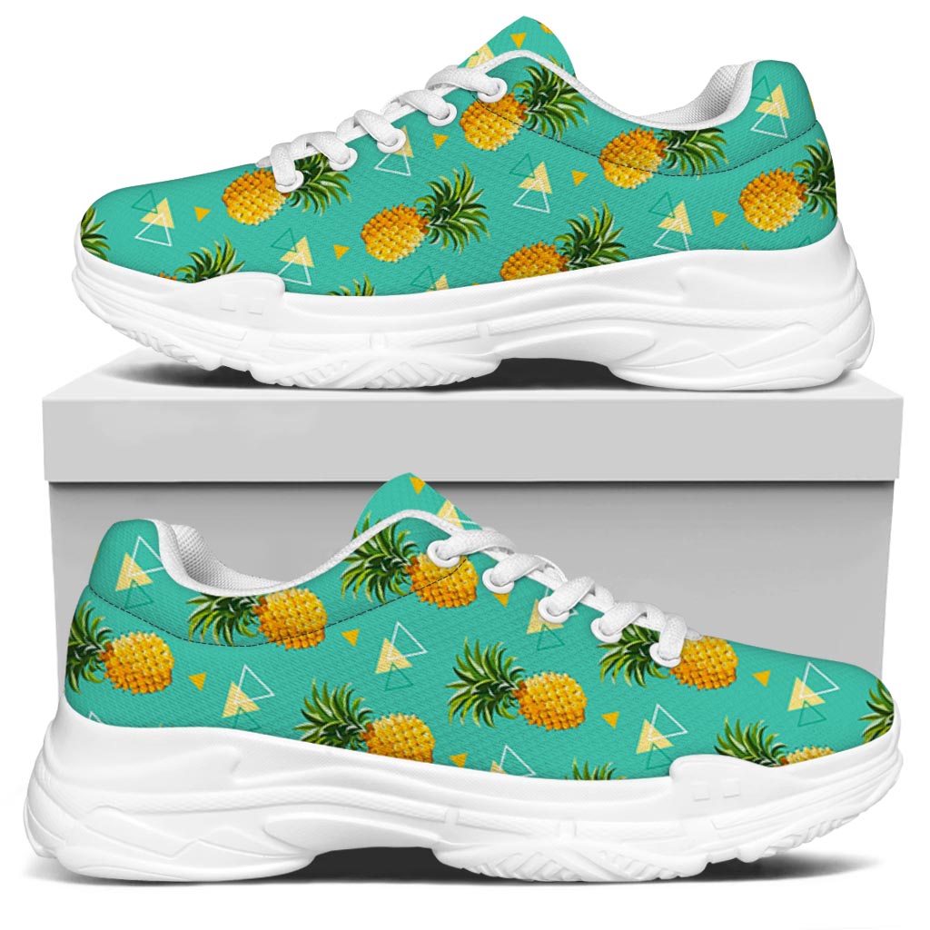 Geometric Pineapple Pattern Print White Chunky Shoes