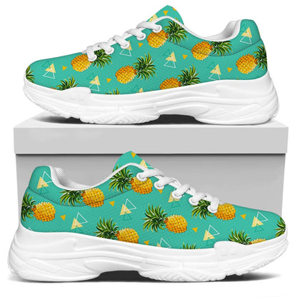 Geometric Pineapple Pattern Print White Chunky Shoes