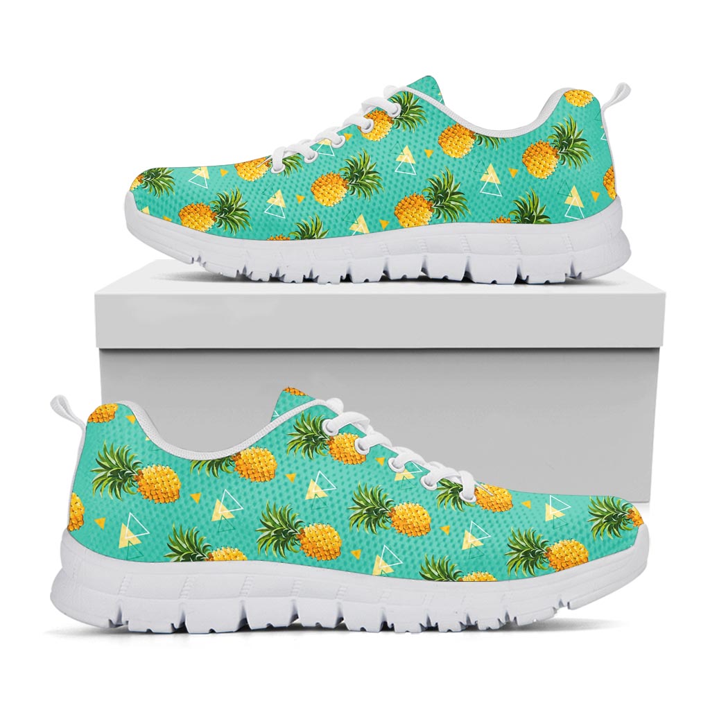 Geometric Pineapple Pattern Print White Running Shoes