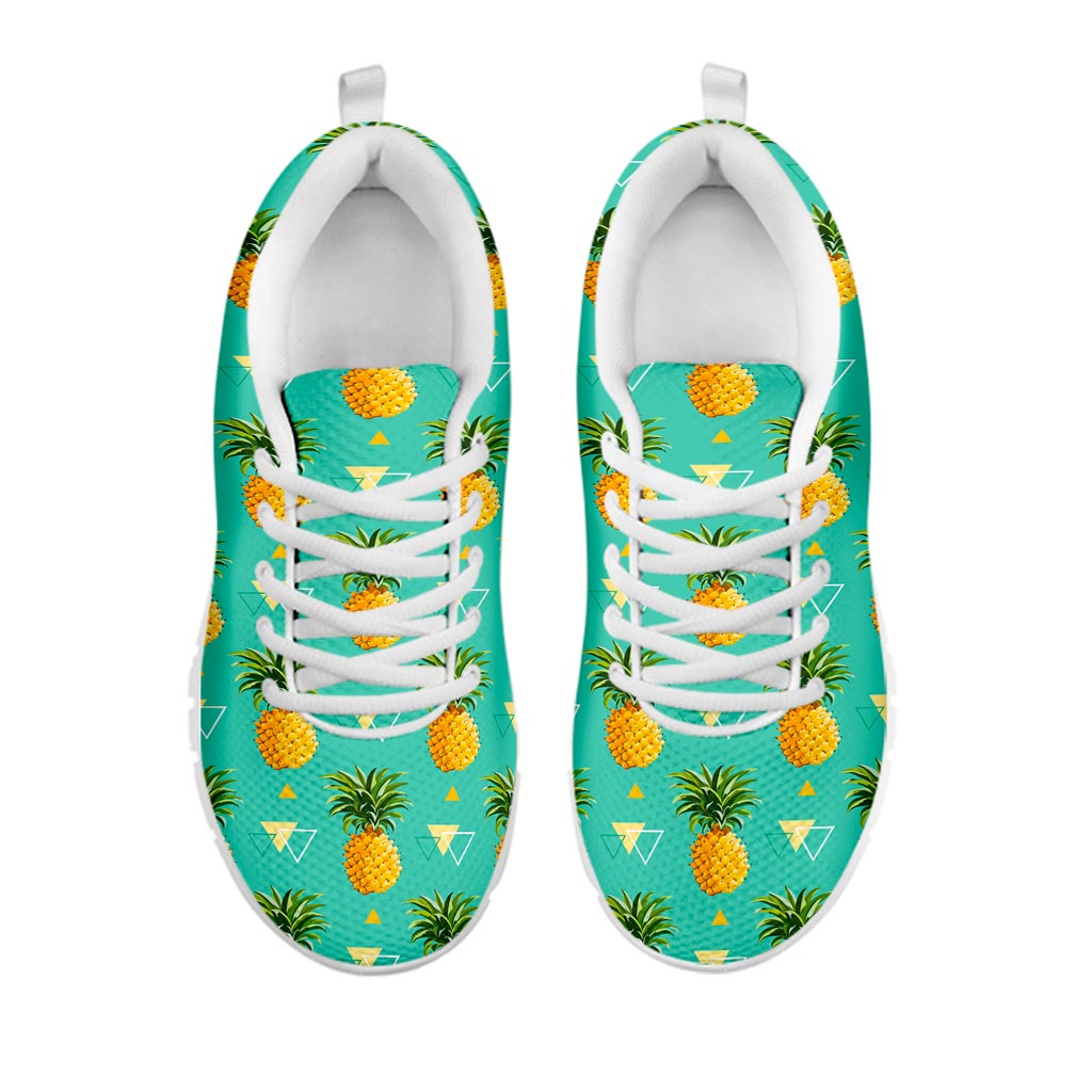 Geometric Pineapple Pattern Print White Running Shoes