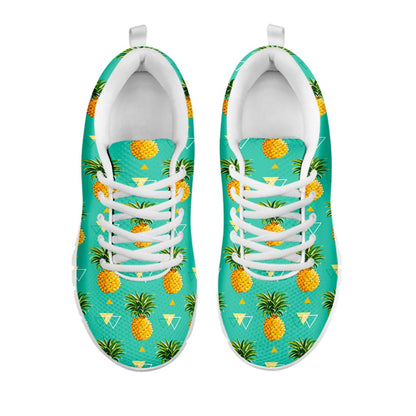 Geometric Pineapple Pattern Print White Running Shoes