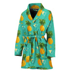 Geometric Pineapple Pattern Print Women's Bathrobe