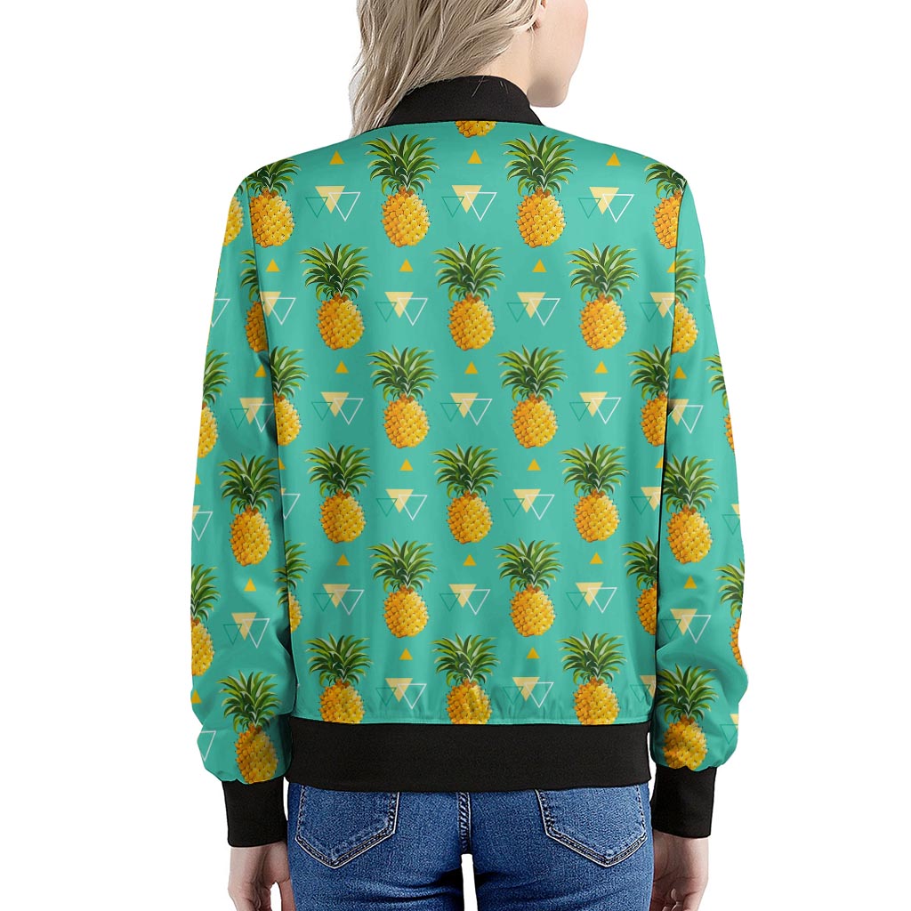 Geometric Pineapple Pattern Print Women's Bomber Jacket