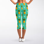 Geometric Pineapple Pattern Print Women's Capri Leggings