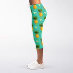 Geometric Pineapple Pattern Print Women's Capri Leggings