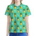 Geometric Pineapple Pattern Print Women's Polo Shirt