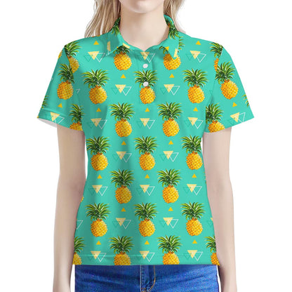 Geometric Pineapple Pattern Print Women's Polo Shirt